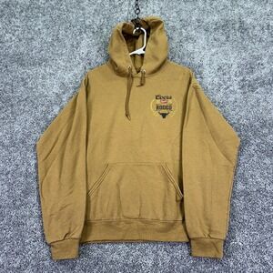 Tee Luv Hoodie Mens Medium Brown Fleece Pullover Coors Rodeo Beer Cowboy Graphic
